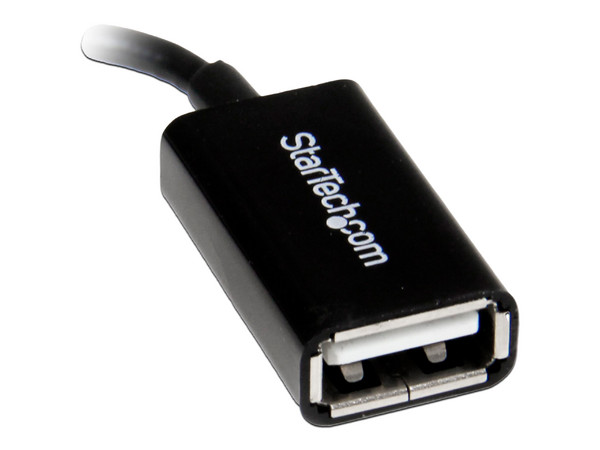 Cable Adaptador OTG StarTech de Micro USB (M) a USB A (H), Acodado en Ángulo Derecho, 12cm.