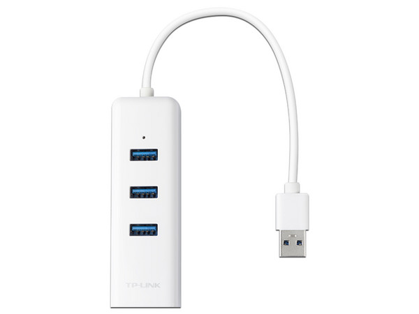 Adaptador USB TP-Link UE330 de USB-A (M) a USB-A y RJ-45 (H). Color Blanco.