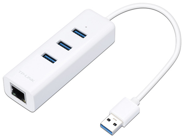 Adaptador USB TP-Link UE330 de USB-A (M) a USB-A y RJ-45 (H). Color Blanco.
