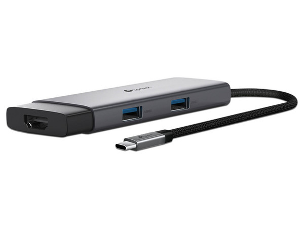 Concentrador USB-C 5 en 1 UH5020C, HDMI 4K 60Hz, Carga 100W, 1 USB-C Datos, 2 USB-A Datos.