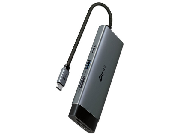 HUB USB 7 en 1 TP-Link UH7021C, USB Tipo C a HDMI, SD, MicroSD, USB Tipo A, USB Tipo C, Color Gris.