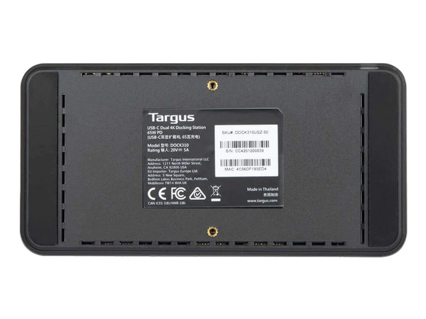 Docking Station Universal Targus DOCK310USZ-50 USB-C DV4K con suministro de energía 65 W.