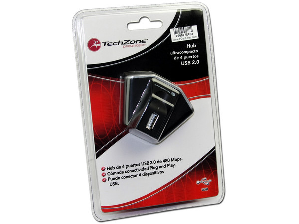 Hub USB TechZone de 4 Puertos (Convierte 1 puerto USB en 4).