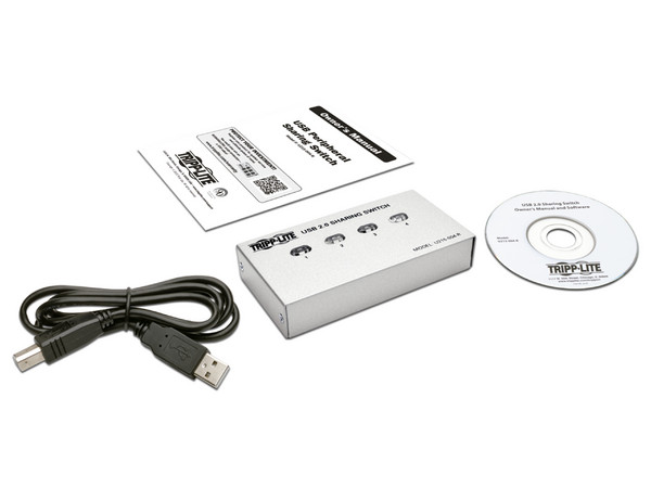 Switch Tripplite de 4 Puertos con USB-B 2.0 para Compartir Impresora y Periféricos.