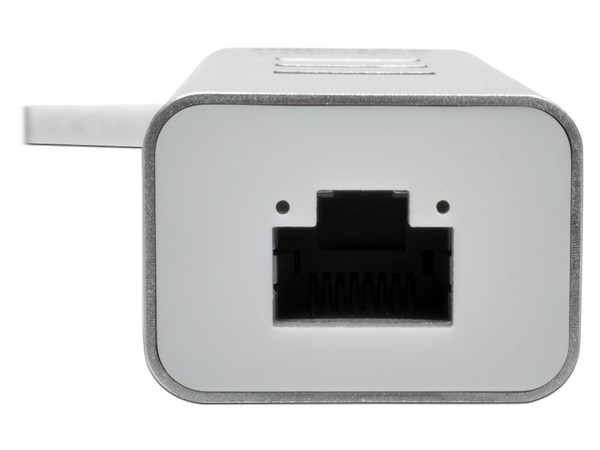 Adaptador Tripp Lite de USB 3.0 a Gigabit Ethernet, con Hub USB 3.0 de 3 Puertos, Color Blanco.
