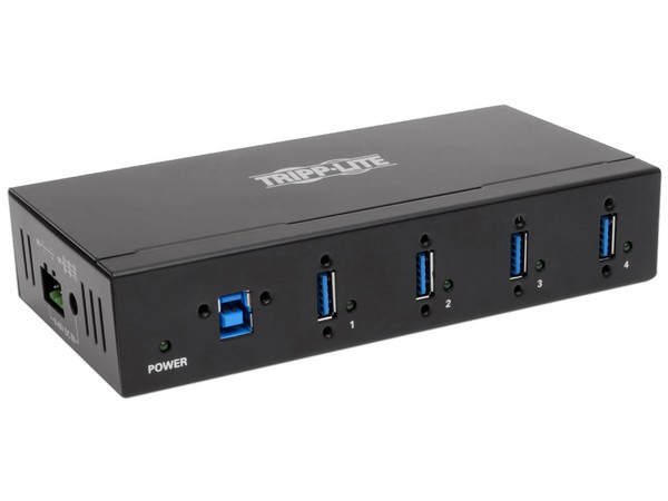 Adaptador concentrador Hub Industrial USB 3.0 de 4 Puertos USB 3.0 SuperSpeed de entrada, con protección ESD 20KV.