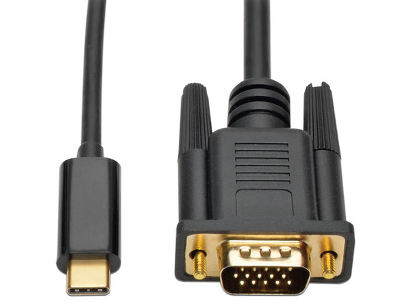 Cable adaptador Tripp Lite de USB-C (macho) a VGA (macho), 0.9m. Color negro.