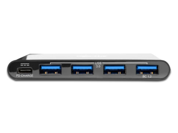 Conector Hub USB 3.0 TRIPP LITE de 4 puertos, Carga PD USB-C, Color Negro