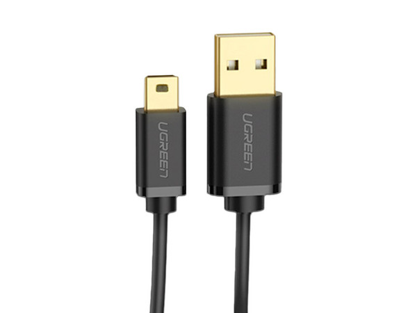 Cable USB-A 2.0 a Mini USB, 1m, para Datos y Alimentación, Transferencia de 480Mbps, Compatible con Discos Duros HDD/SSD, GoPro Hero, Mando PS3, Cámaras Digitales, MP3/MP4.