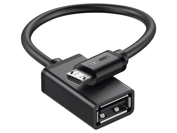 Adaptador OTG Micro USB Macho A USB 2.0 A Hembra. Color Negro.