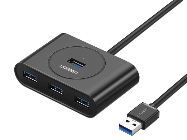 Adaptador Ugreen Concentrador Hub USB 3.0 Portátil de 4 Puertos Salidas. Color Negro.