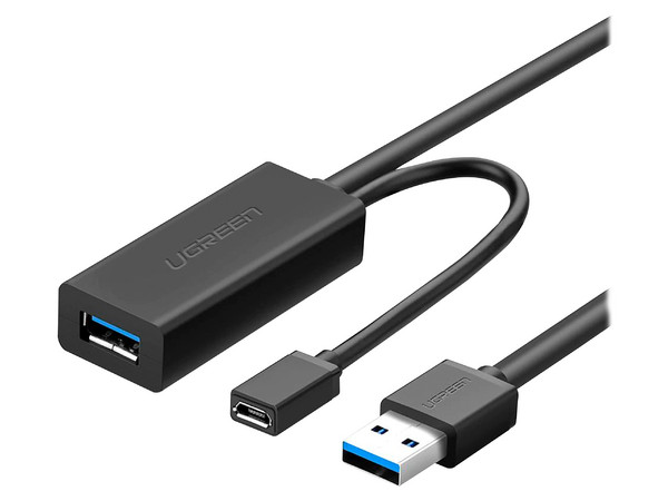 Cable de Extensión UGREEN de USB 3.0 Macho a USB Hembra a MicroUSB Hembra, 5Gbps, 5m. Color Negro.
