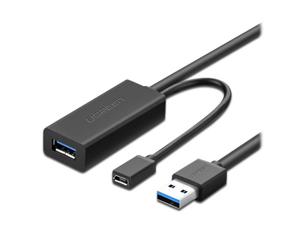 Cable de Extensión UGREEN de USB 3.0 Macho a USB Hembra a MicroUSB Hembra, 5Gbps, 10m. Color Negro.
