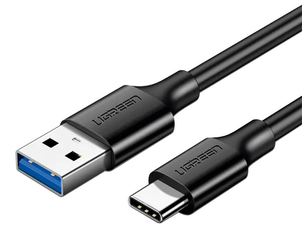 Cable Ugreen de Conector USB-A Macho a USB-C Macho, Soporta carga rápida hasta 60W, Transferencia de datos hasta 5Gbps, QC 3.0/2.0, 2m. Color Negro.