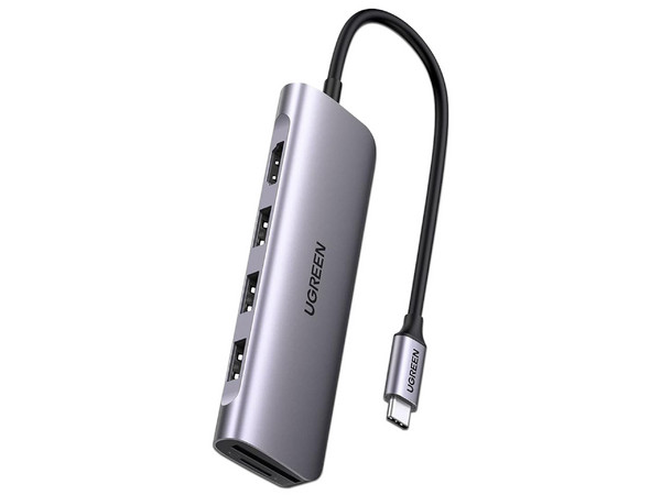 Hub USB-C Ugreen 20956A, 6 en 1, HDMI, USB 3.0 y lector de tarjeta SD.