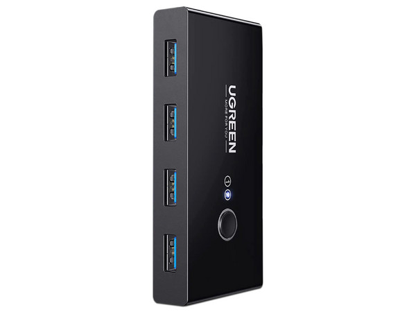 Hub USB UGREEN de 2 puertos USB  a 4 puertos USB 3.0, Incluye 2 cables USB de 1.5 m. Color Negro.