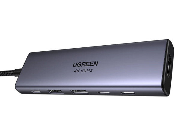 Hub UGREEN 35999 6 en 1, 2 Puertos USB Tipo C, 2 Puertos USB Tipo A, 1 Puerto HDMI, 1 Puerto PD. Color Gris.
