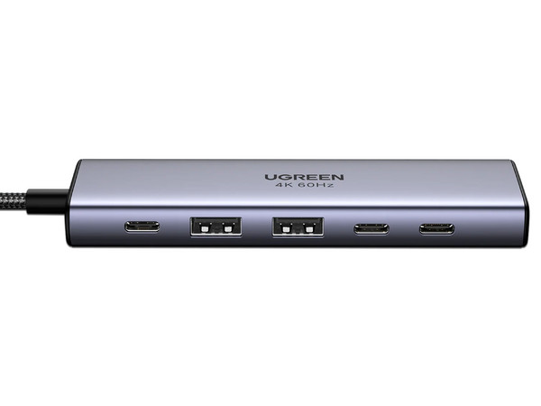 Hub UGREEN 35999 6 en 1, 2 Puertos USB Tipo C, 2 Puertos USB Tipo A, 1 Puerto HDMI, 1 Puerto PD. Color Gris.