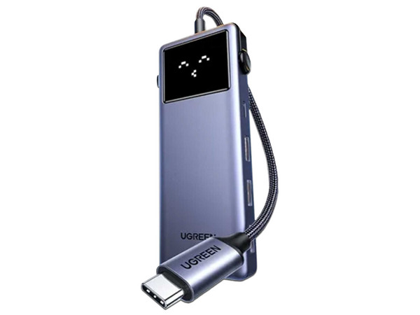 Hub USB UGREEN 45155 7 en 1, 2 Puertos USB 3.0, 1 Puerto USB 2.0, 2 Puertos USB Tipo C, 1 Puerto RJ-45, 1 Puerto HDMI. Color Gris.