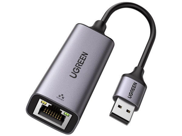 Adaptador de Red UGREEN de USB-A 3.0 a RJ-45, 10/100/1000 Mbps, 10cm, Color Gris.