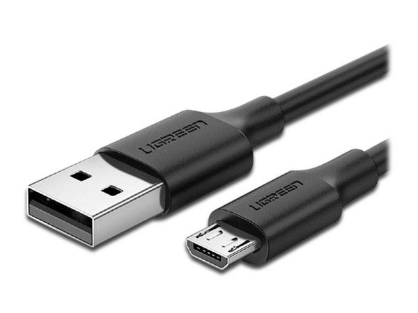 Cable de datos UGREEN de USB 2.0 a Micro USB, 2m de longitud. Color Negro.