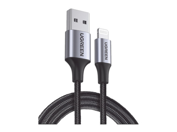 Cable UGREEN 60156, de USB a Lightning (M-M), 1m. Color Negro.