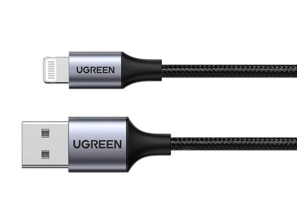Cable UGREEN 60156, de USB a Lightning (M-M), 1m. Color Negro.