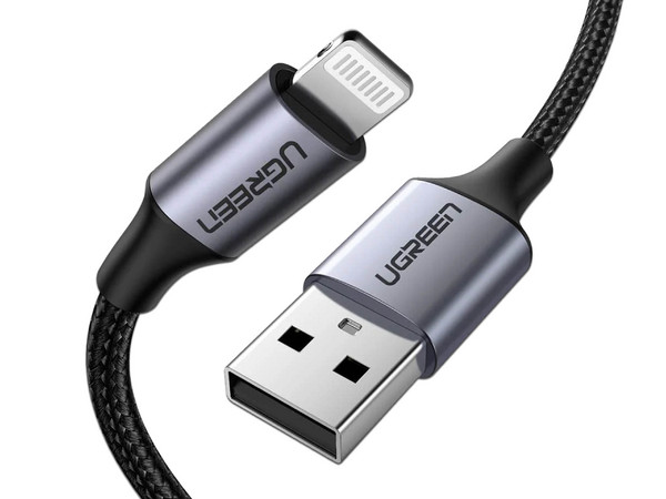 Cable UGREEN 60156, de USB a Lightning (M-M), 1m. Color Negro.