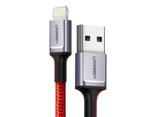Cable de datos UGREEN 80635, USB-A a Lightning, 1m, color rojo, certificado para iPhone e iPad.
