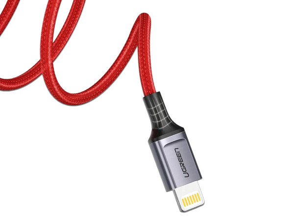 Cable de datos UGREEN 80635, USB-A a Lightning, 1m, color rojo, certificado para iPhone e iPad.
