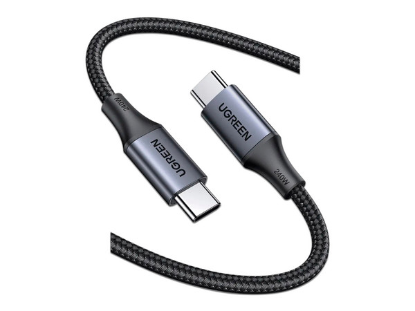 Cable Ugreen de Conector USB-C a USB-C, Potencia de carga de 240W, PD 3.1, 2m. Color Negro.