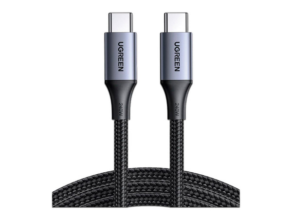 Cable Ugreen de Conector USB-C a USB-C, Potencia de carga de 240W, PD 3.1, 2m. Color Negro.