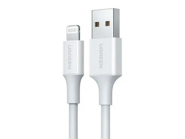 Cable de datos UGREEN de Lightning a USB 2.0, 1.5m de longitud. Color Blanco.
