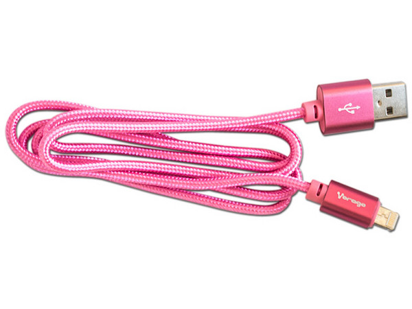 Cable 2 en 1 hibrido Vorago CAB-209 Micro USB y Lightning (M) a USB (M) de 1m. Color Rosa.