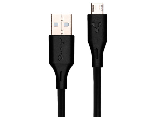 Cable Micro USB a USB Tipo A VORAGO CAB-M02B (M-M), Longitud 2.0 m. Color Negro.