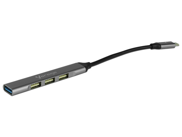 Hub USB Vorago HU-200, USB-C (M) a USB Tipo A (H), Color Gris.
