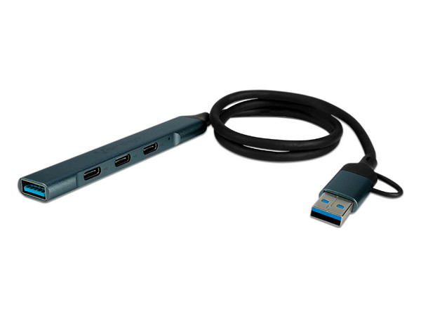 Concentrador de Puertos Vorago HUB-205, USB-C con adaptador USB-A. Color Gris 