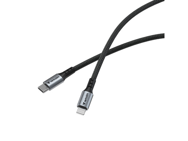 Cable de Datos Verbatim 31844 Lightning a USB Tipo C (M-M), 480 Mbit/s, 60W. Color Negro.