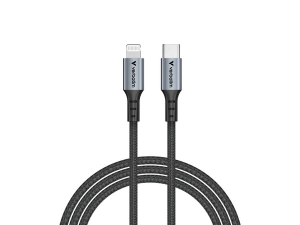 Cable de Datos Verbatim 31844 Lightning a USB Tipo C (M-M), 480 Mbit/s, 60W. Color Negro.