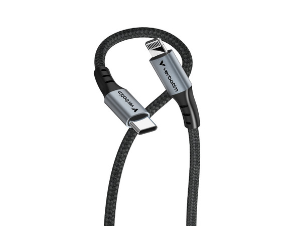 Cable de Datos Verbatim 31844 Lightning a USB Tipo C (M-M), 480 Mbit/s, 60W. Color Negro.