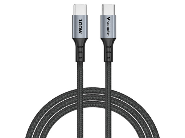 Cable USB Verbatim, USB-C a USB-C, 100W, 480Mbps, 120cm, Negro.