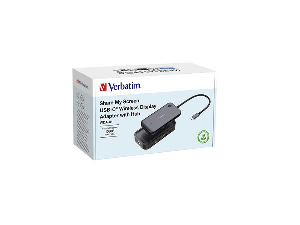 Adaptador de pantalla inalámbrico Share My Screen USB-C de 1080p con concentrador USB y lector de tarjetas