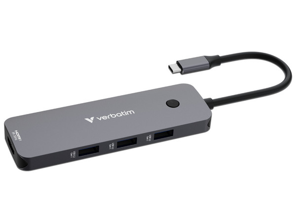 Hub USB Verbatim 32151 8 en 1, USB Tipo C, USB Tipo A, HDMI, Ranura MicroSD y SD, 8K 30Hz, 100W. Color Plata.