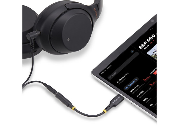 Adaptador de audio USB Tipo C, salida 3.5mm TRRS, compatible con minijack, conexión USB-C.