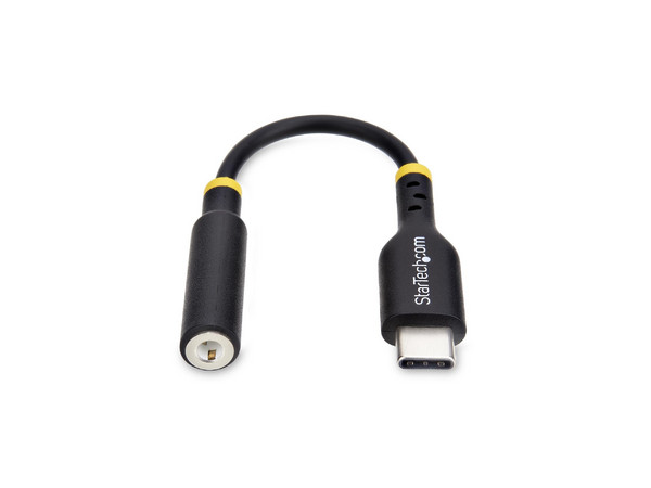 Adaptador de audio USB Tipo C, salida 3.5mm TRRS, compatible con minijack, conexión USB-C.