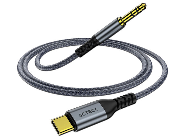 Adaptador Acteck Gatex Audio AA430, USB-C a Jack 3.5 mm (M-M), 1.2 m. Color Gris.
