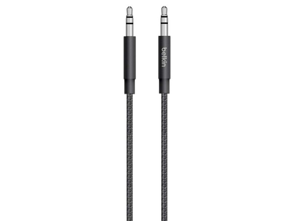 Cable auxiliar Belkin MIXIT de audio y micrófono estéreo 3,5 mm, 1.2 m, color negro.