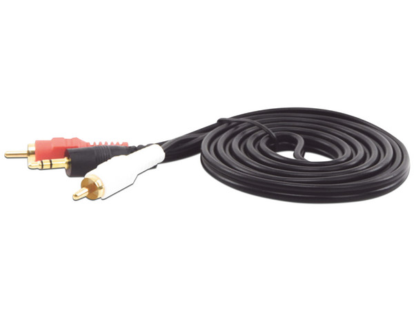 Cable de Audio Epcom EP-RCA35 de 2 Conectores RCA Macho a Jack 3.5mm Macho, Estéreo, 1.8m. Color Negro.