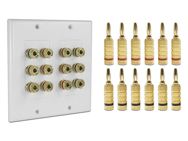 Kit de Placa de Pared Epcom EP-WP6S-KIT con 6 Pares de conectores tipo banana (Rojo/Negro), Postes de unión tipo banana, Conectores enchapados en oro.