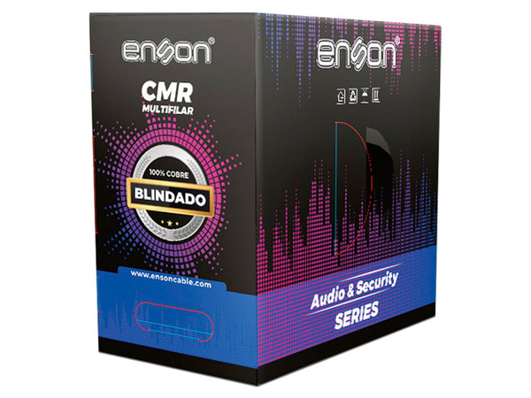 Bobina de Cable de Audio Enson EPRO-5300, para Alarma y Sonido, 18 AWG, 305m, Color Gris.